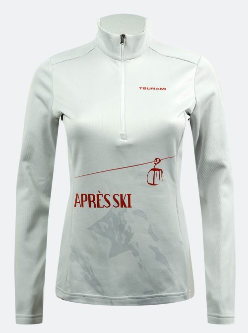 Midlayer térmico mujer Après Ski blanco-rojo