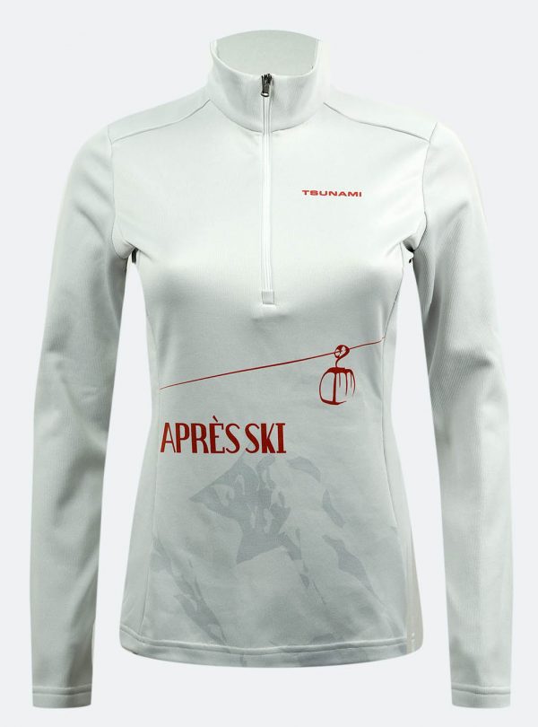 Midlayer térmico mujer Après Ski blanco-rojo
