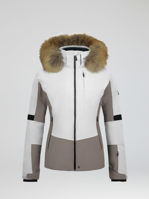 Chaqueta esquí mujer Olympic Beige-Blanco