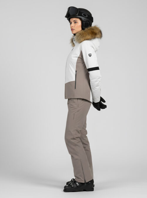 Chaqueta esquí mujer Olympic Beige-Blanco - Imagen 4